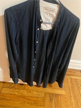 Officine Generale Navy Button-Down Shirt Jacket